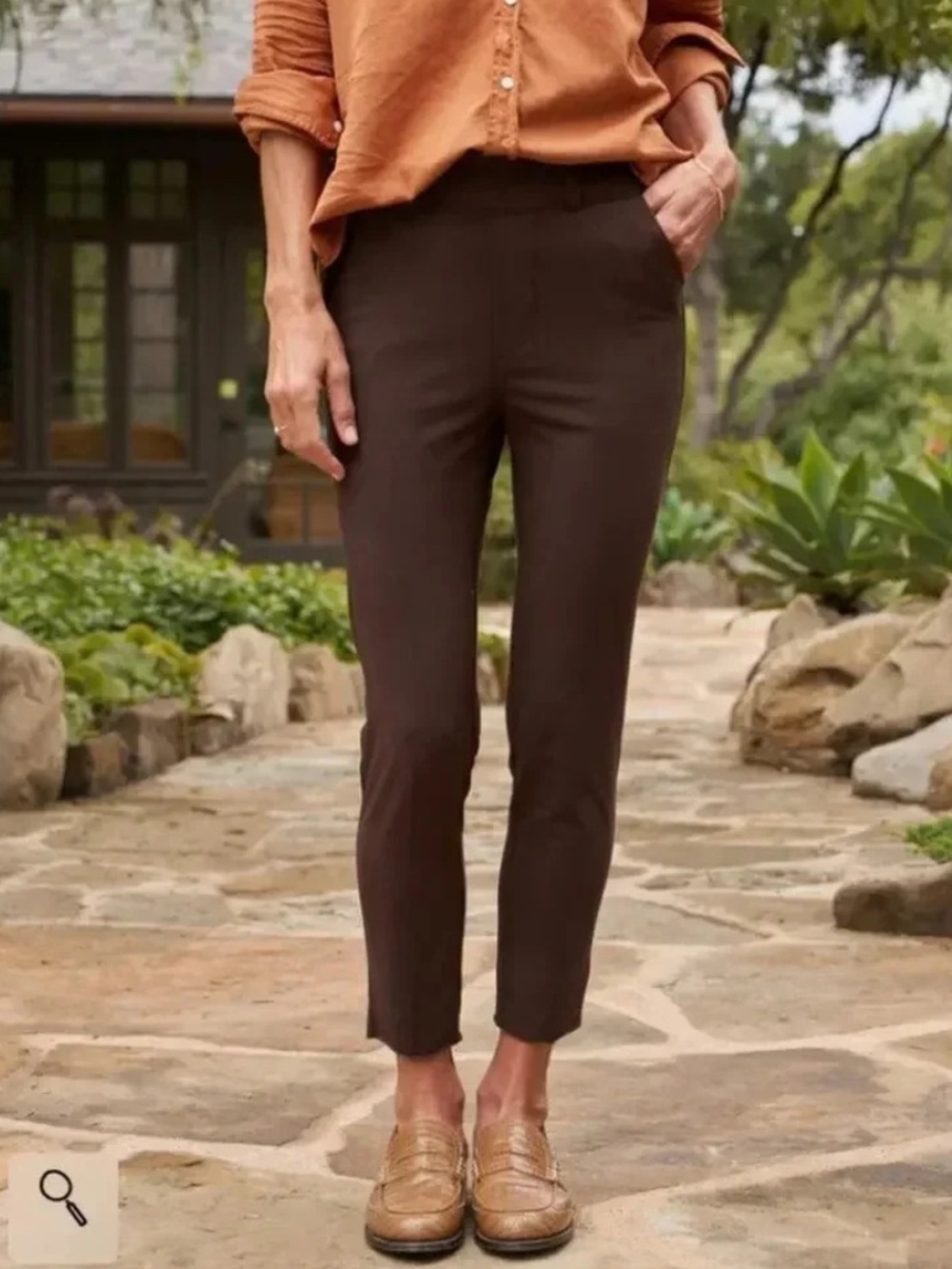 Lauren Ralph Lauren Adelle Cropped Slim Ankle Pants in Dark Brown